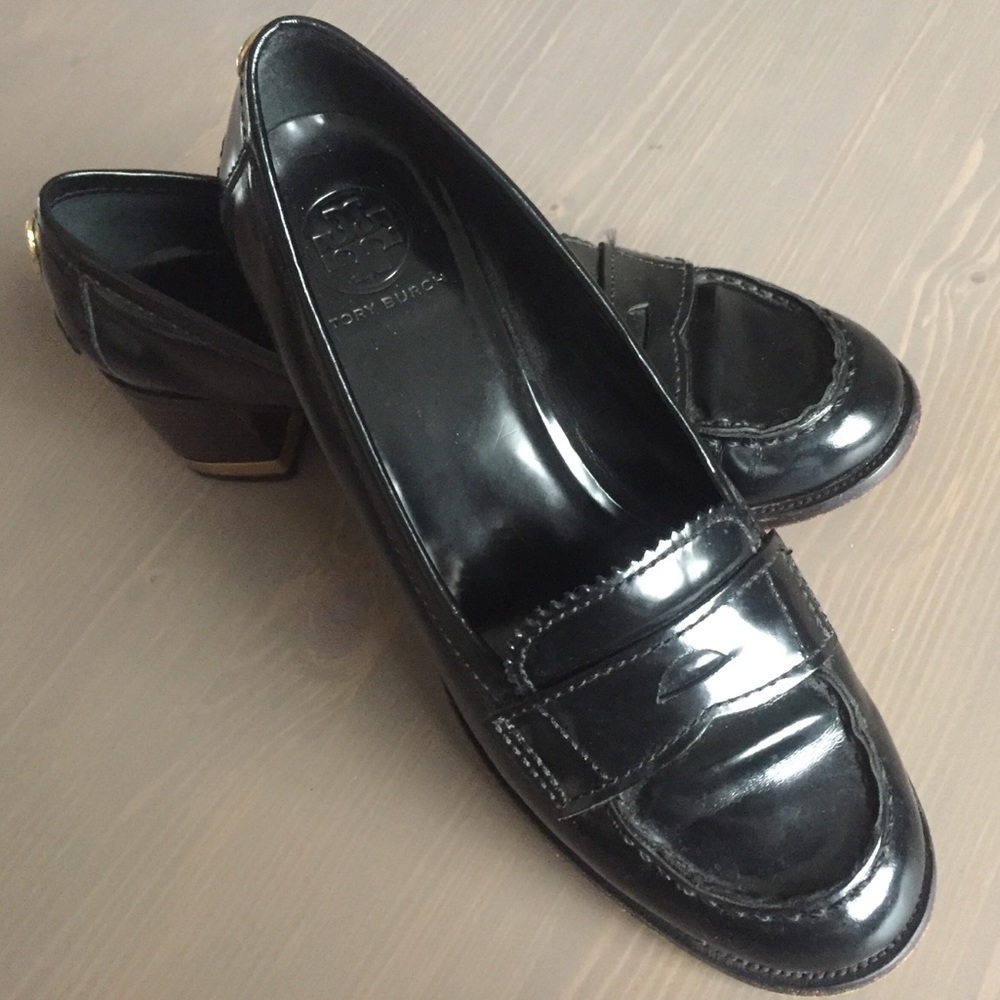 Tory Burch Gold-Trimmed Penny Loafers